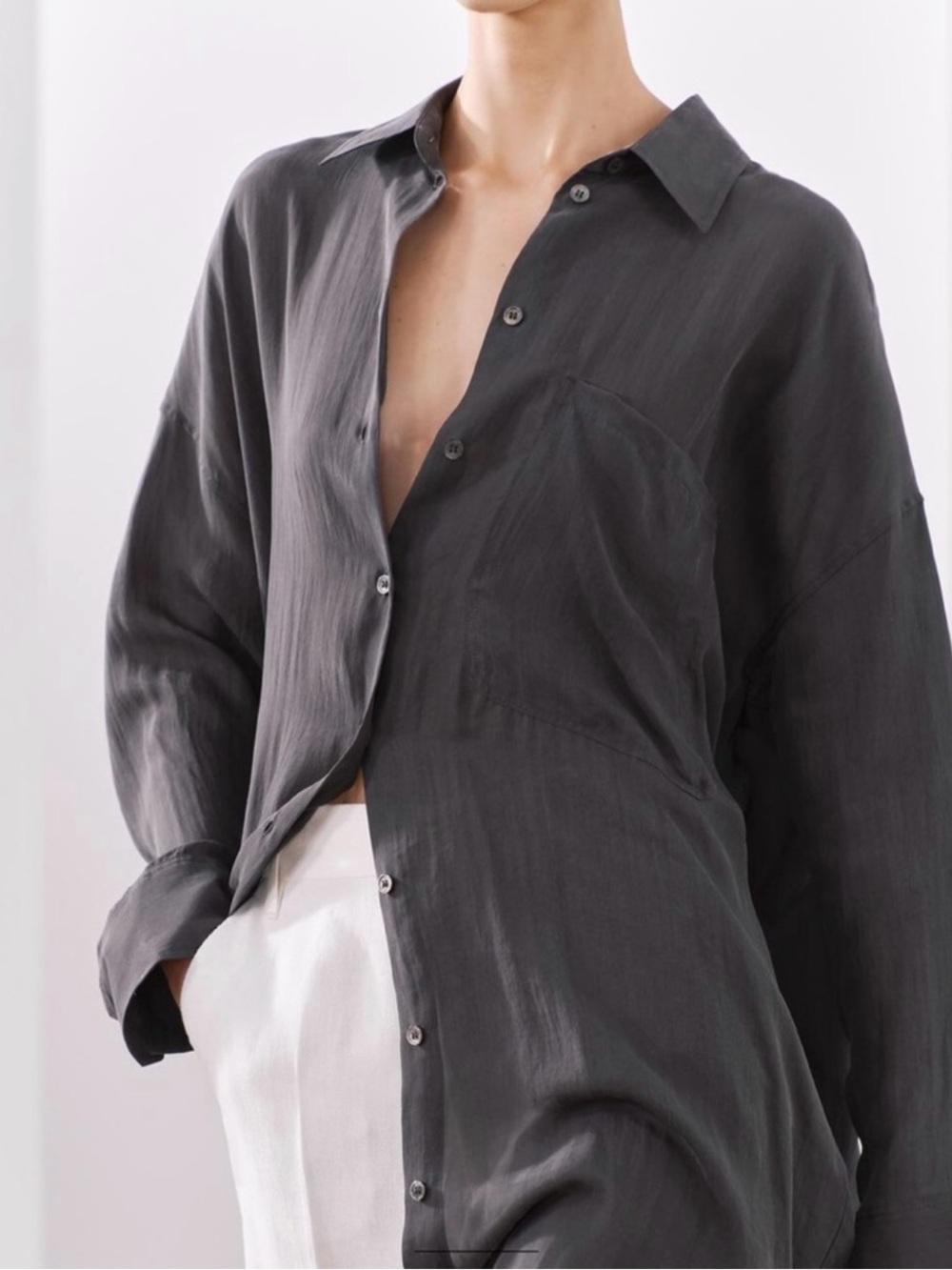 Zara oversized Shirt Dress in Charcoal Gray - Picture 2 of 7